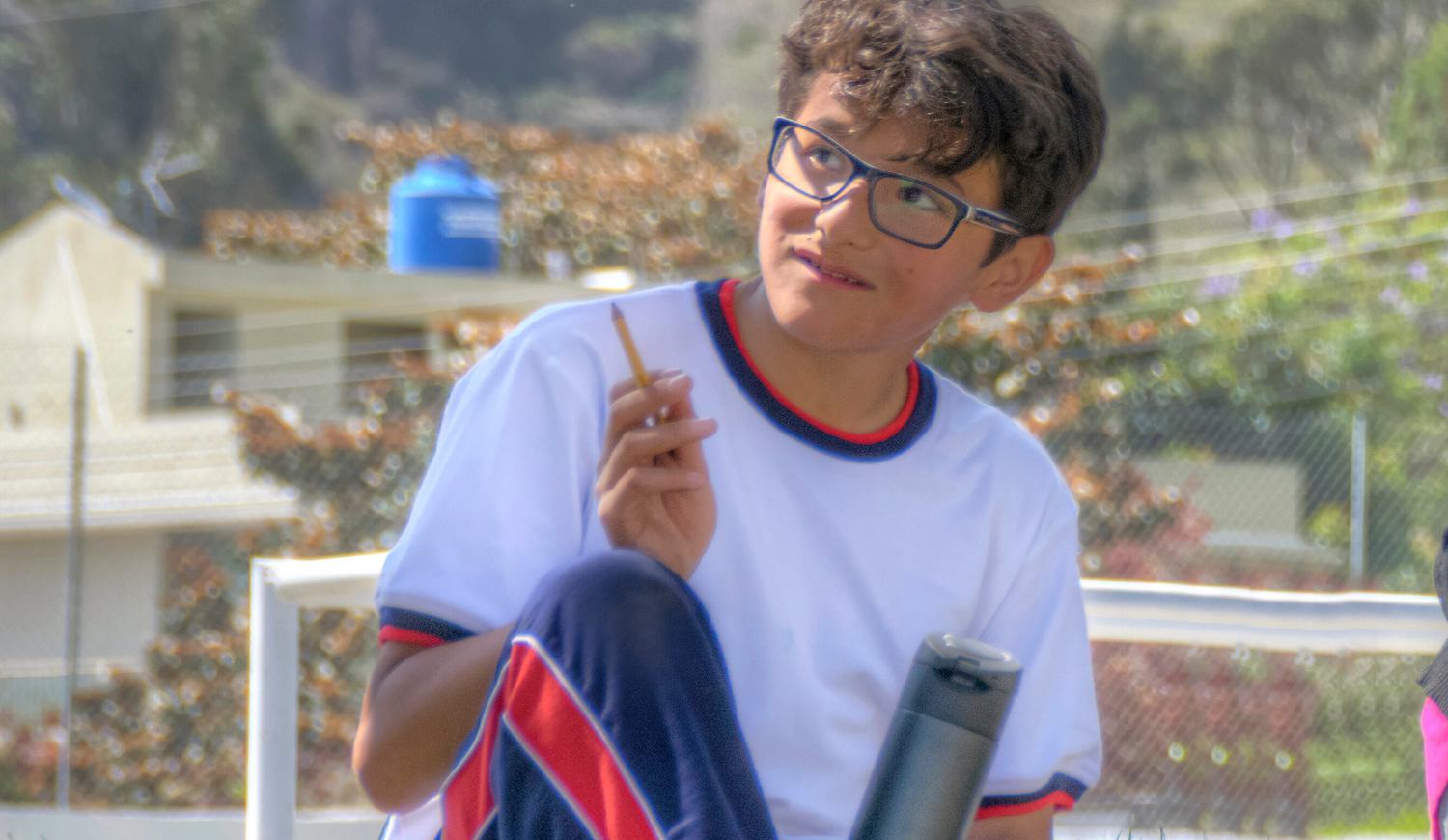 student happy on campus