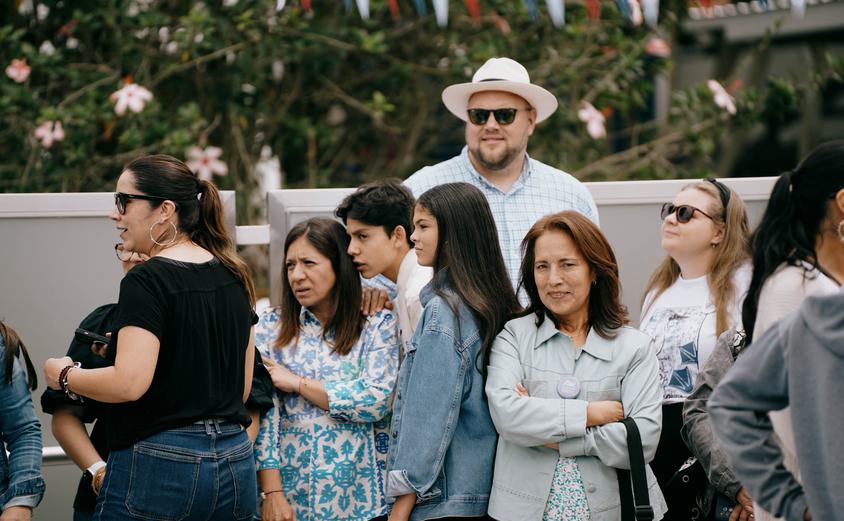 people waiting for the pool inaguration